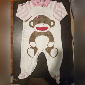 Infant Girl Sleeper with Sock Monkey
